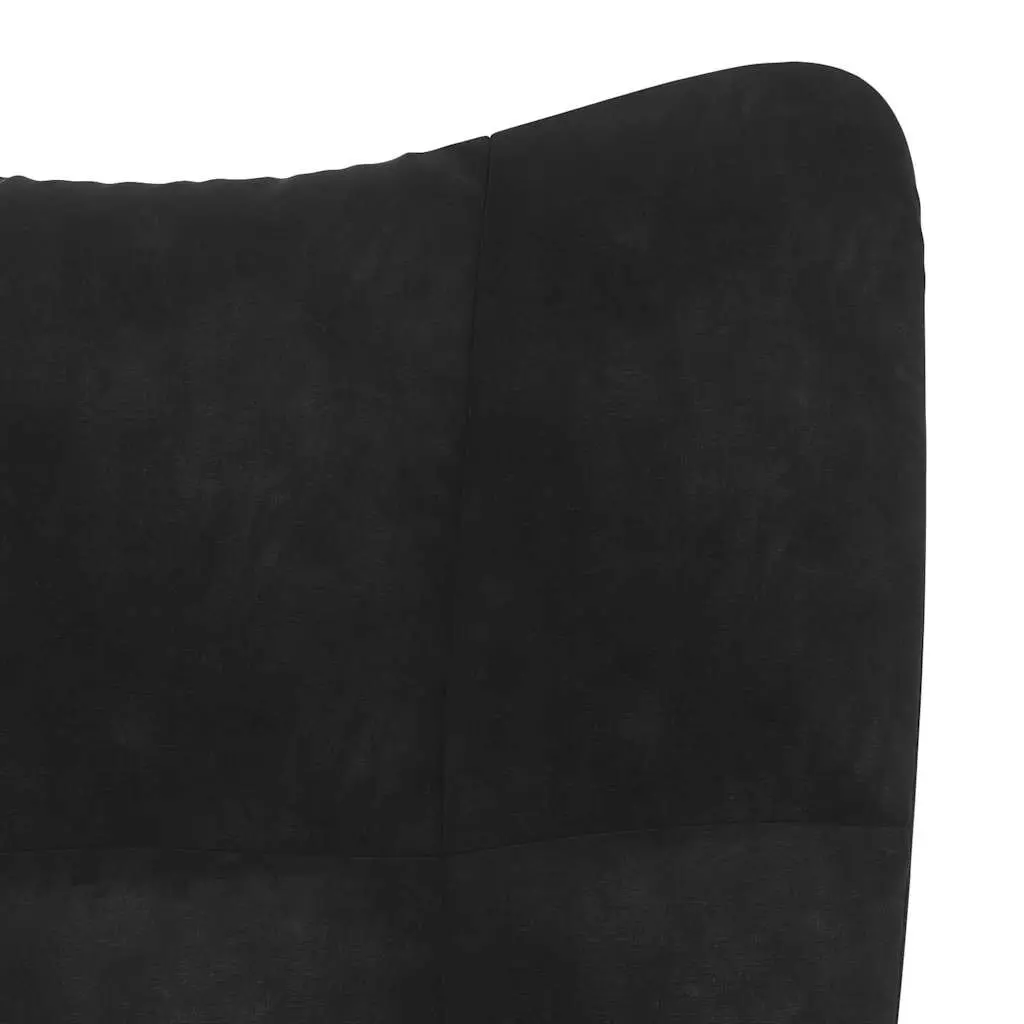 Relaxing Armchair with Footstool Black Velvet Accent Chair Padded Sitting Room