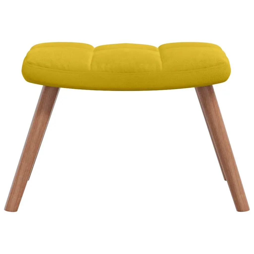 Armchair Set Mustard Yellow Velvet Padded with Footstool