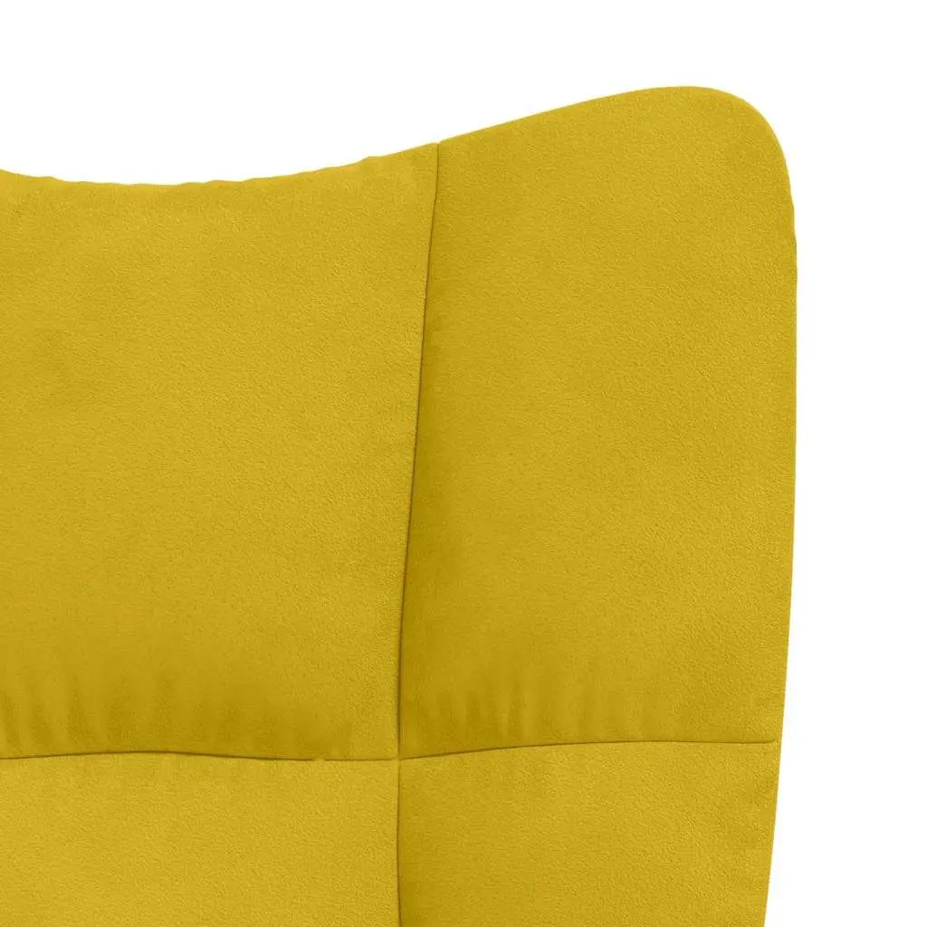 Armchair Set Mustard Yellow Velvet Padded with Footstool