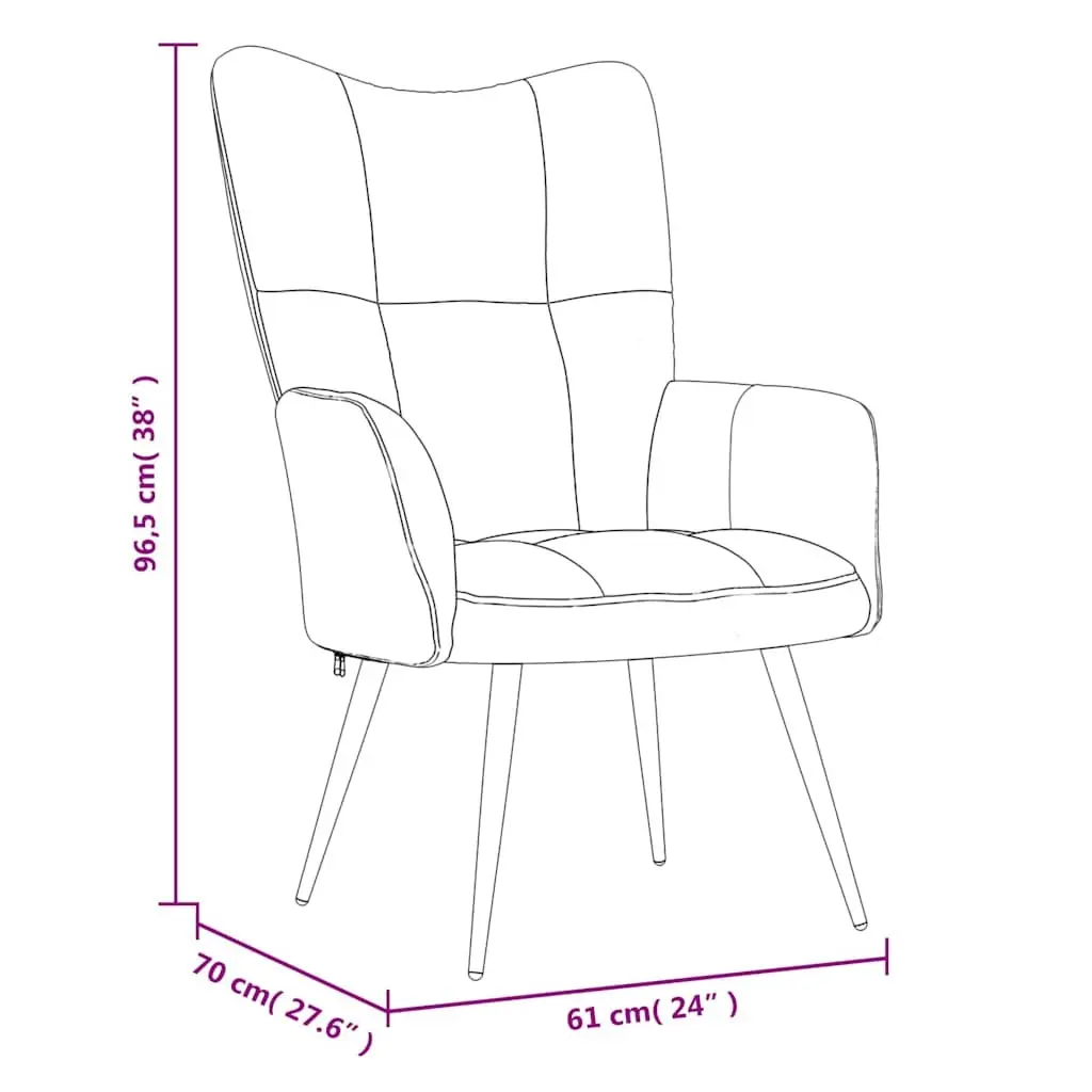Relaxing Armchair with Stool Dark Grey Velvet Accent Chair Lounge Seat Footrest