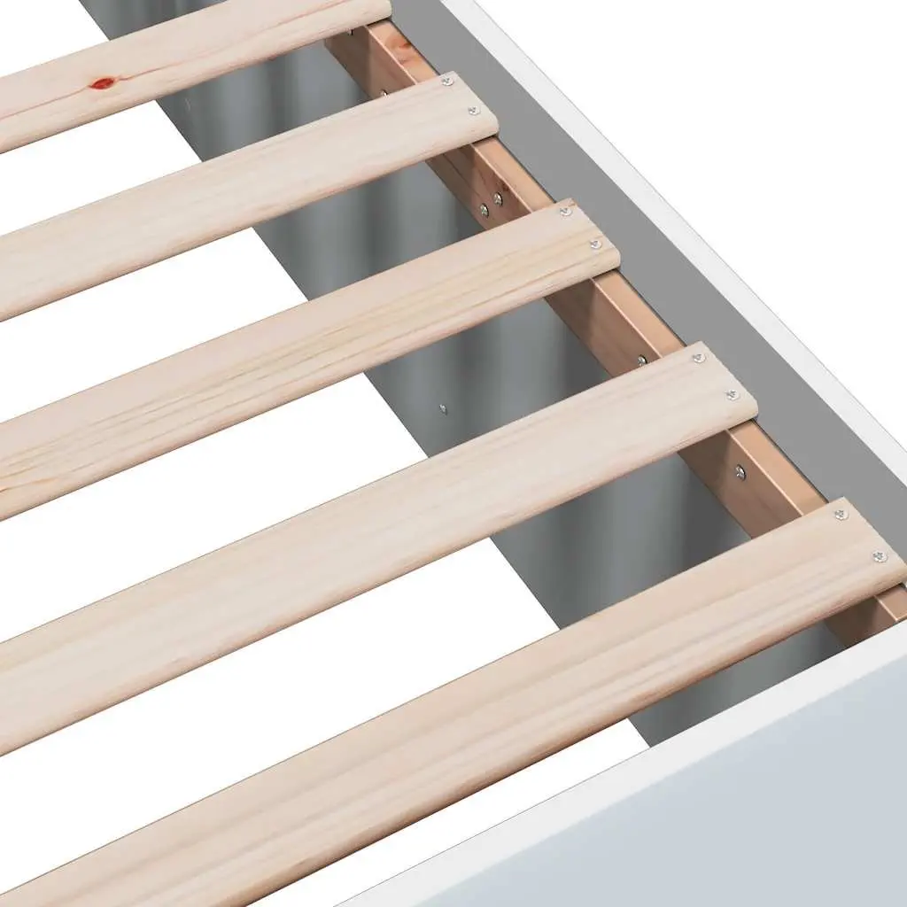 Bed Frame White 180x200 cm Modern Design Engineered Wood Slats Support