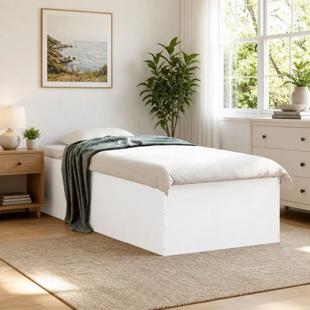 Bed Frame 90x190 cm White with Slatted Support