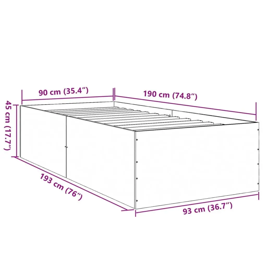 Bed Frame 90x190 cm White with Slatted Support
