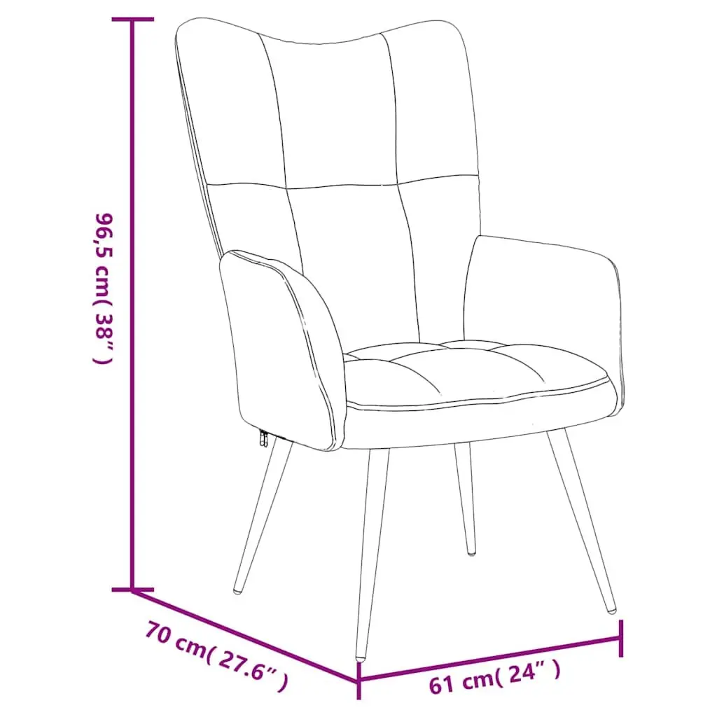 Armchair with Stool Black Velvet Accent Lounge Chair 2 Piece