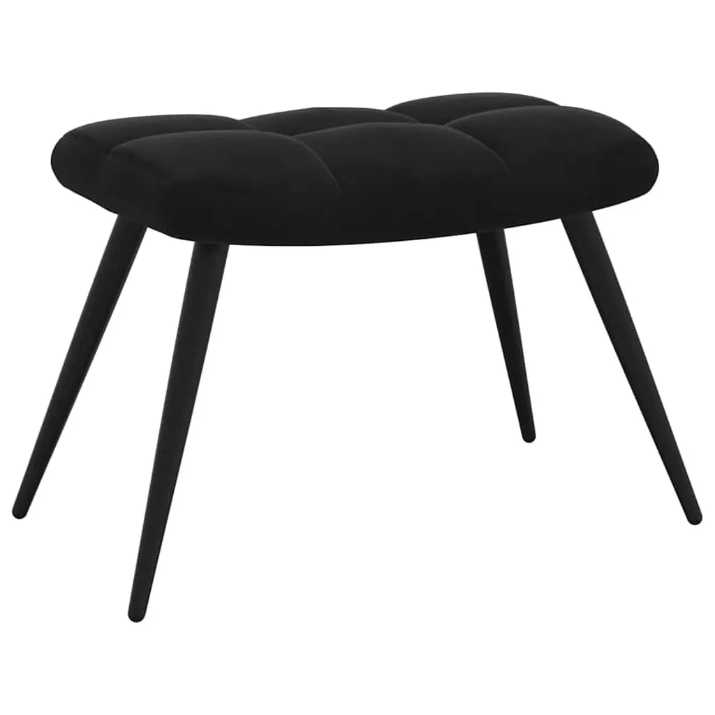 Armchair with Stool Black Velvet Accent Lounge Chair 2 Piece