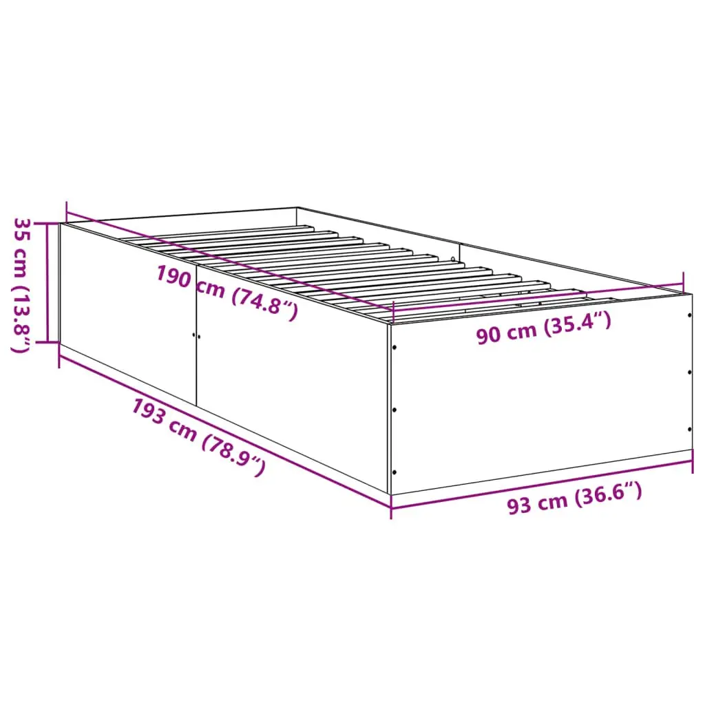 White Bed Frame 90x190 cm