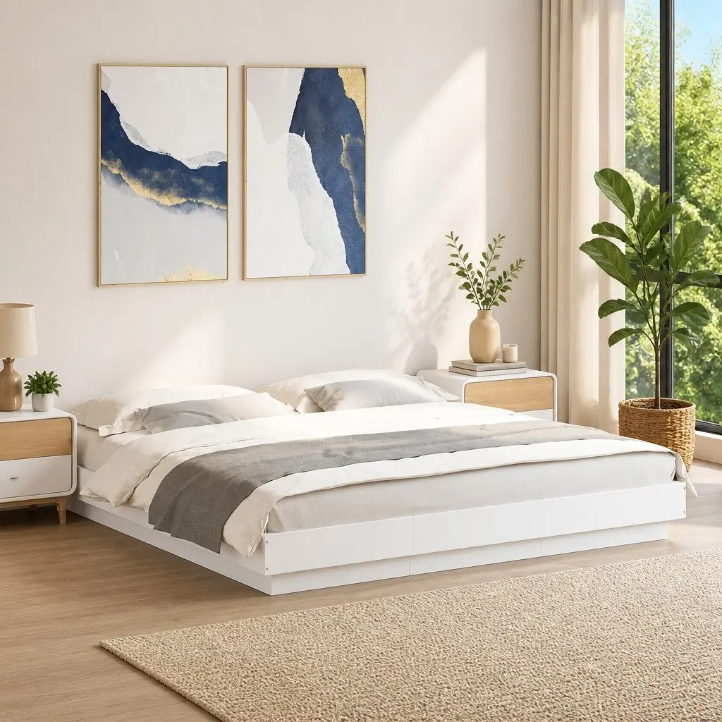 King Bed Frame with RGB LED Lighting