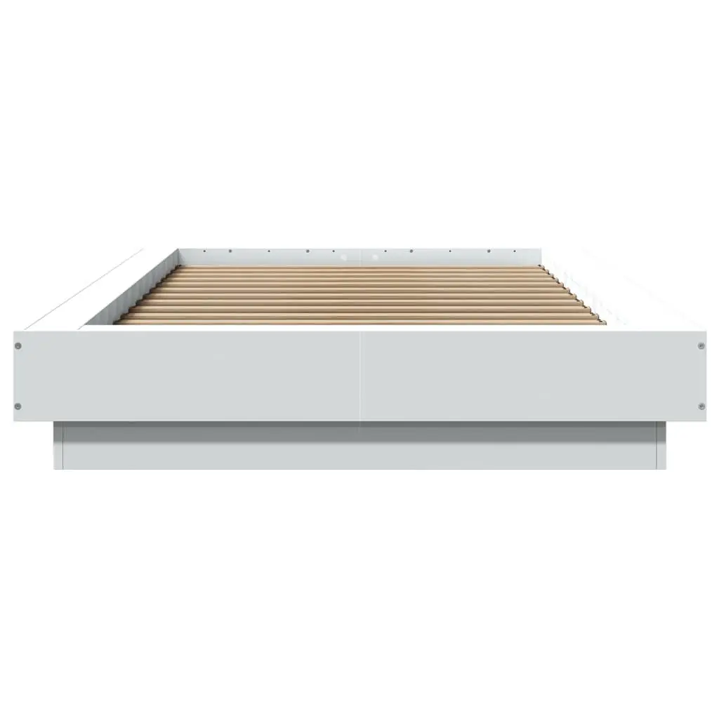 Bed Frame White Slatted Base RGB LED 90x190 cm