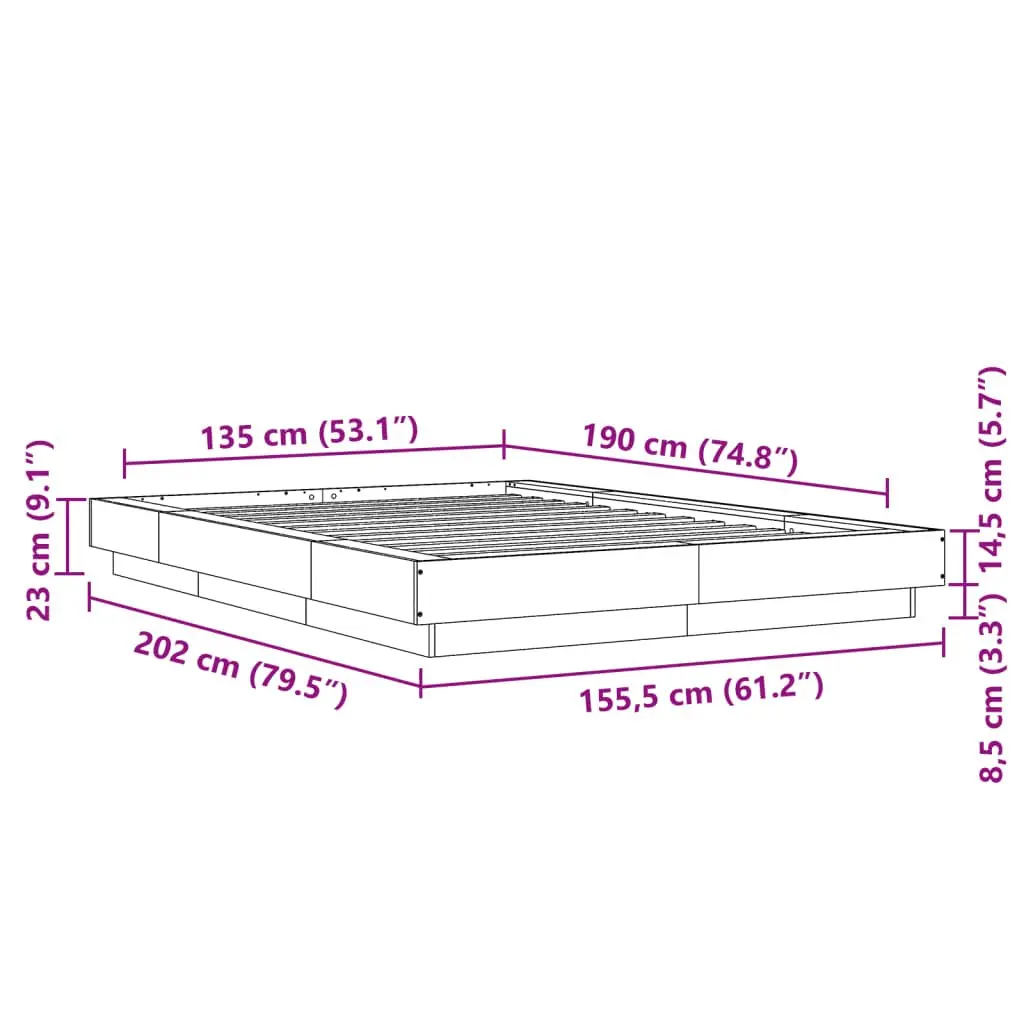 White Bed Frame 135x190 cm