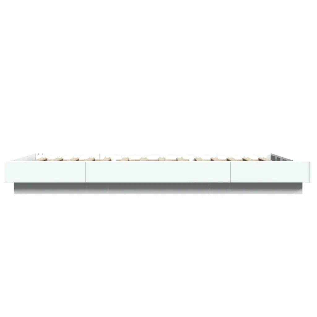 White Bed Frame 90x190 cm Modern Design Engineered Wood Slatted Base