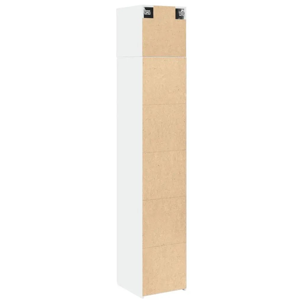 Slim Storage Cabinet White Engineered Wood 40x42.5x225cm Tall Bathroom Bedroom
