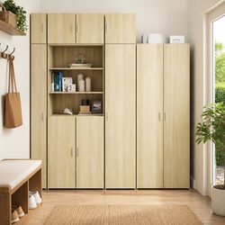 Slim Storage Cabinet Tall Engineered Wood Sonoma Oak Home Furniture Multipurpose