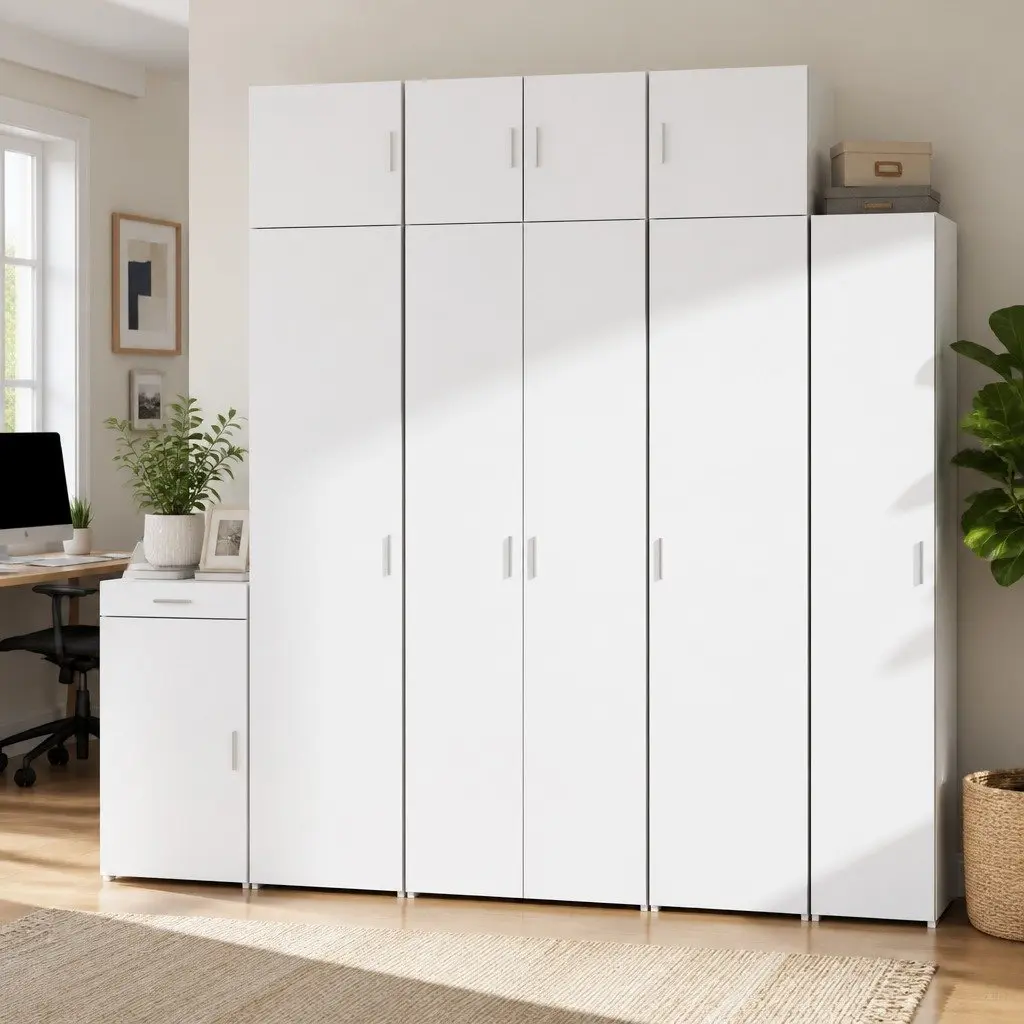 Storage Cabinet White Tall 70x42.5x225 cm Engineered Wood Cupboard Unit