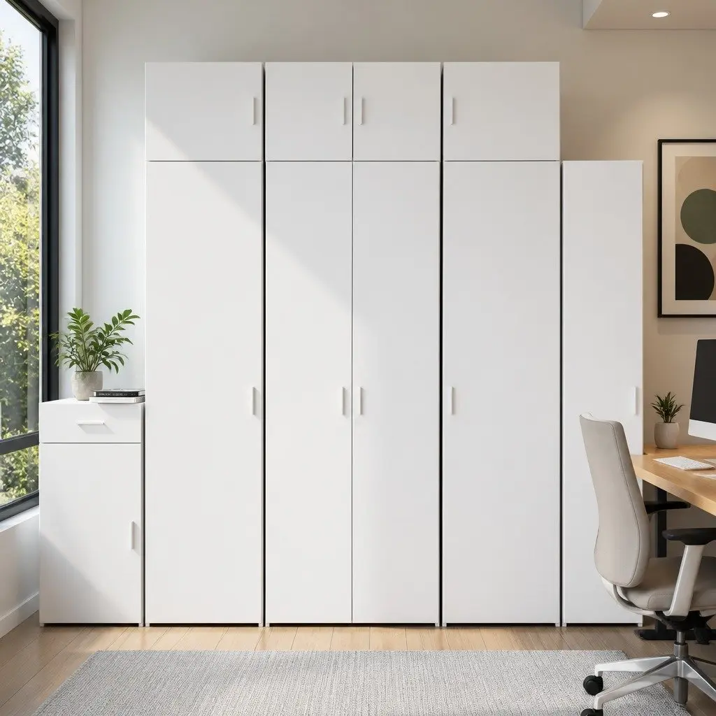 Storage Cabinet White Tall Engineered Wood Vertical Space Saver 70 x 42.5 x 225 cm