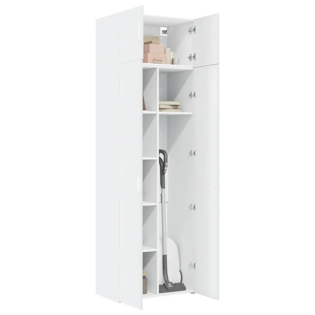 Storage Cabinet White Tall Engineered Wood Vertical Space Saver 70 x 42.5 x 225 cm