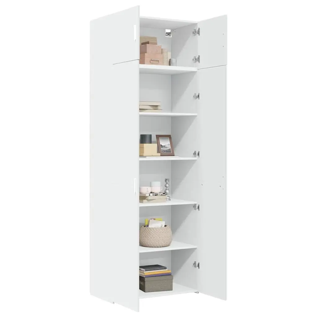 Storage Cabinet Tall White Engineered Wood Furniture
