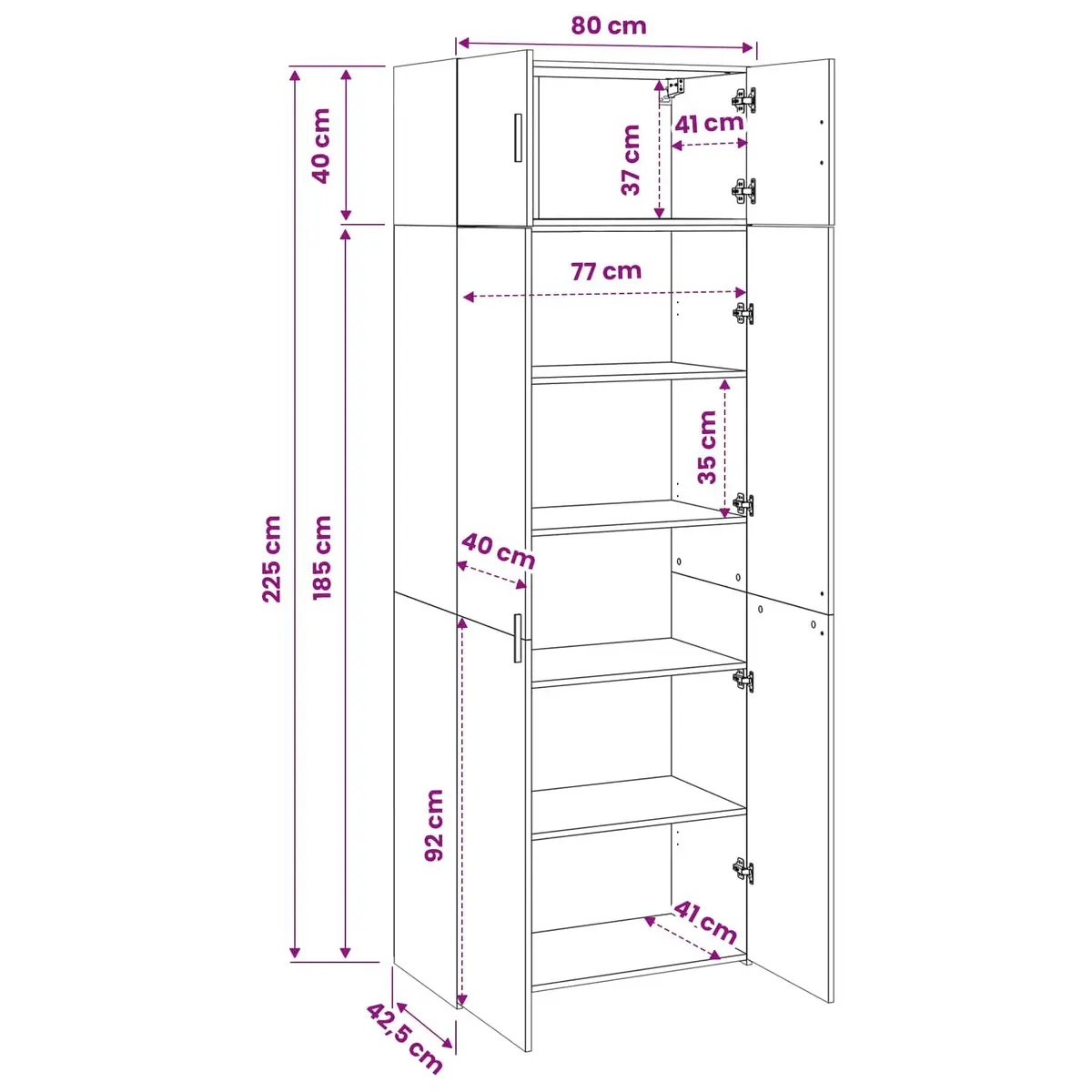 Storage Cabinet Tall White Engineered Wood Furniture