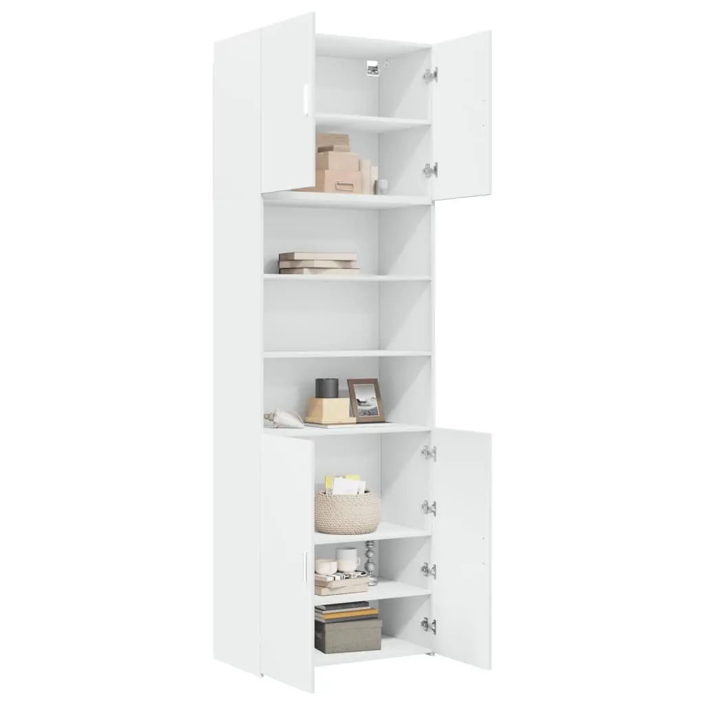 Highboard Storage Cabinet White Engineered Wood 80x42.5x249cm