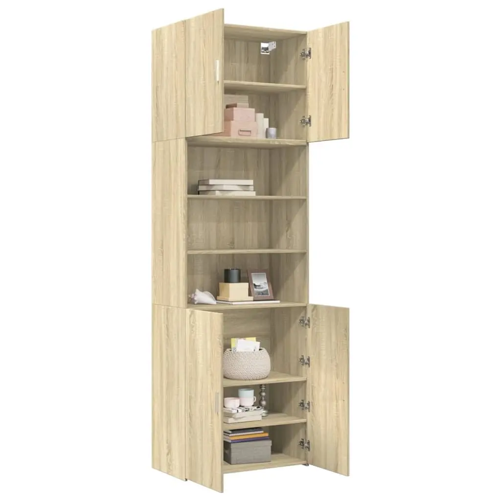 Highboard Storage Cabinet Brown Engineered Wood 80 x 42.5 x 249 cm