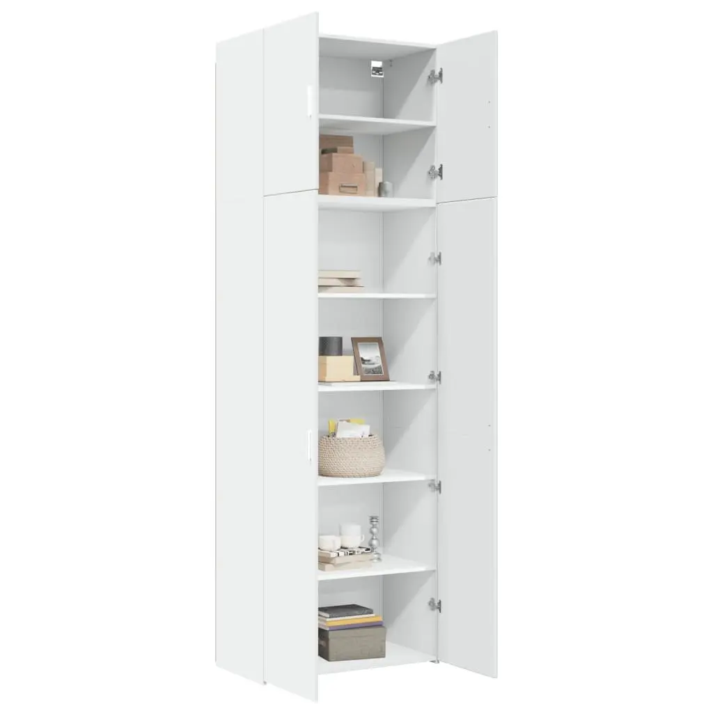Highboard White Storage Cabinet Engineered Wood 80x42.5x249cm