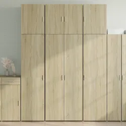 Highboard Storage Cabinet Brown Engineered Wood Sonoma Oak Shelves Doors