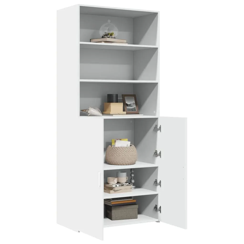 Highboard Storage Cabinet White Engineered Wood 80x42.5x185cm