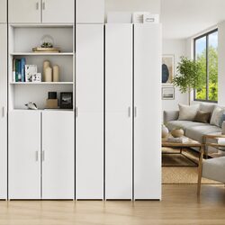 Highboard White Storage Cabinet 30x42.5x185cm Engineered Wood Sideboard Shelves