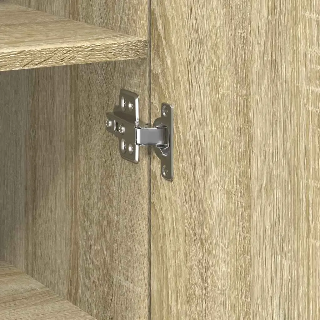 Highboard Storage Cabinet Brown Engineered Wood Sideboard Bedroom Living Room
