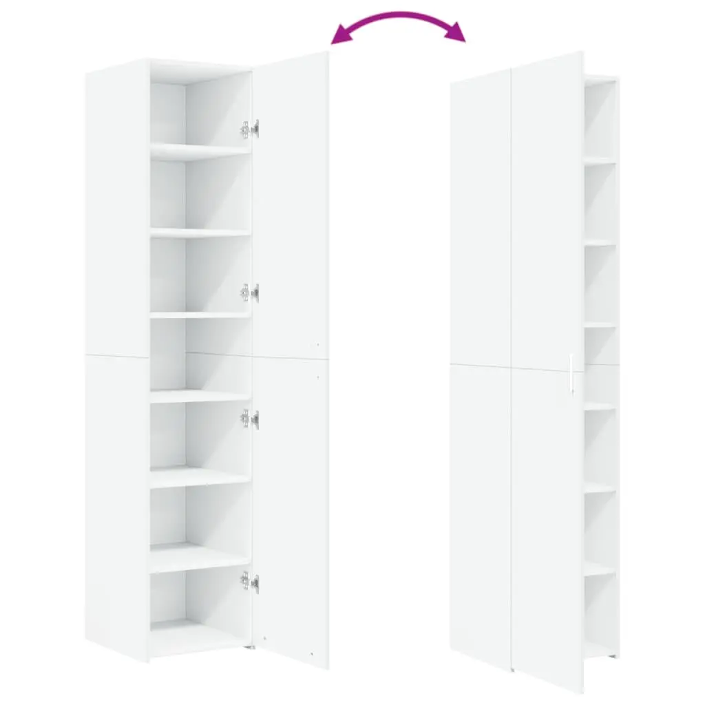 White Highboard Storage Cabinet Engineered Wood 40 x 42.5 x 185 cm