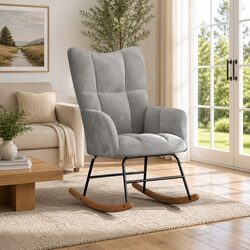 Your Cozy Grey Velvet Rocking Chair Awaits