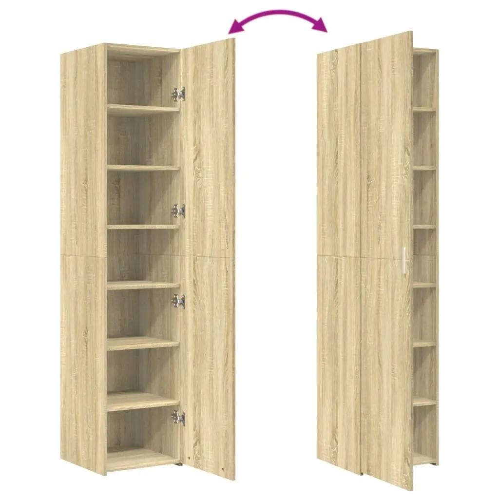 Highboard Storage Cabinet Brown Engineered Wood 40 x 42.5 x 185 cm
