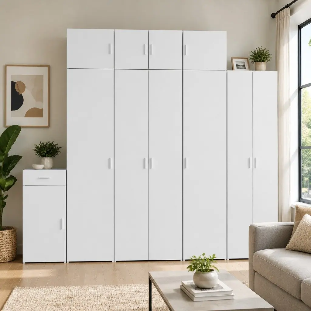 Highboard Storage Cabinet Engineered Wood White 70x42.5x185cm