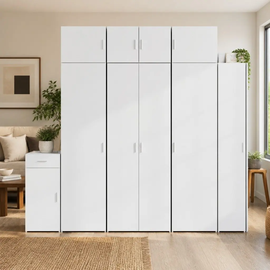 Highboard Storage Cabinet Engineered Wood White 70 x 42.5 x 185 cm
