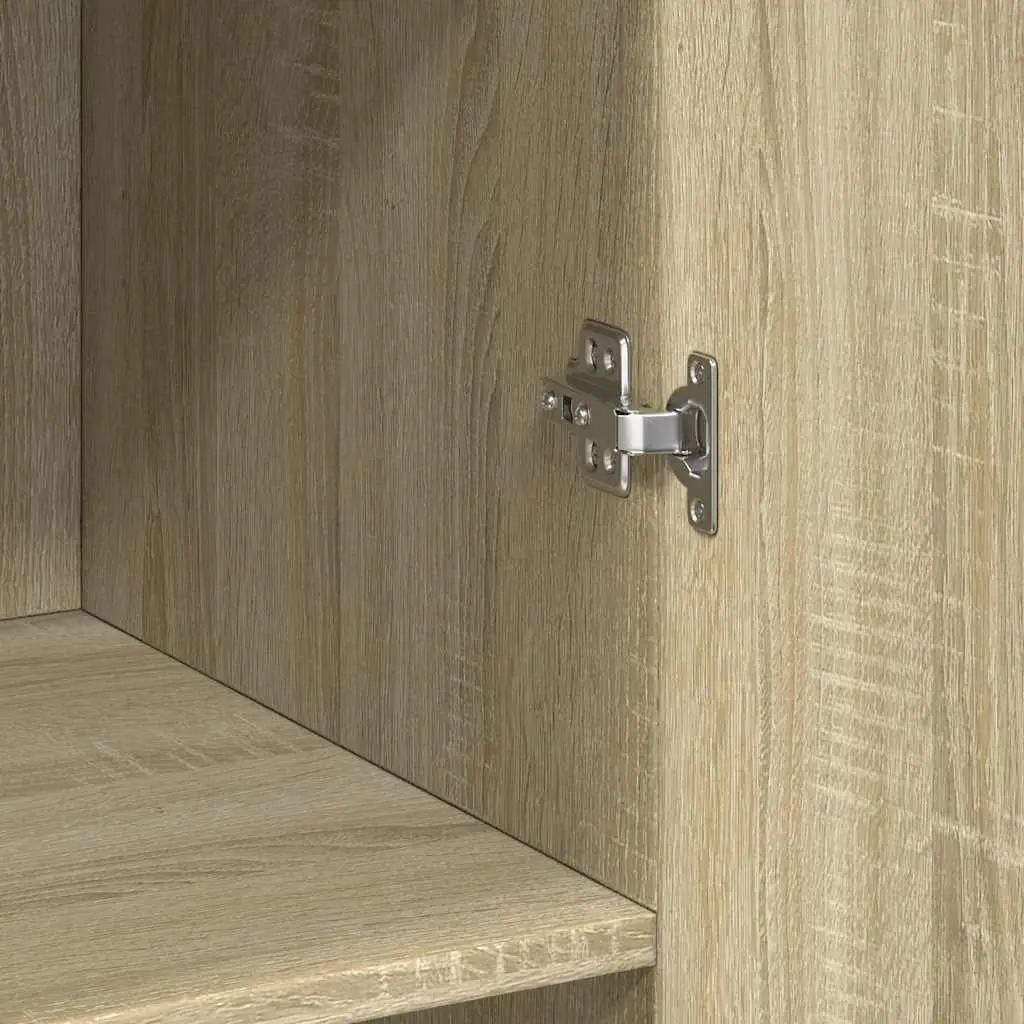 Highboard Storage Cabinet Brown Engineered Wood Sideboard Bedroom Living Room