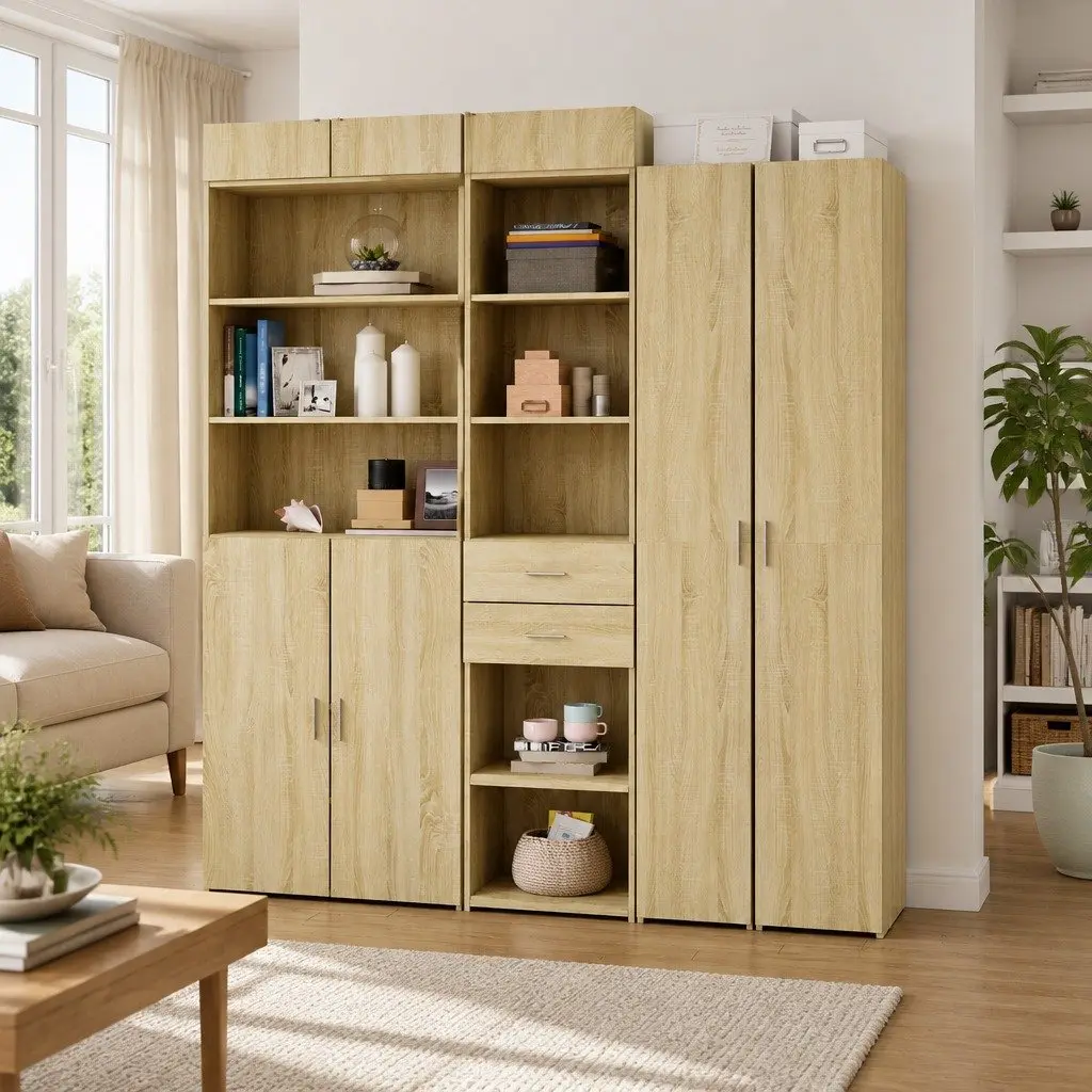 Highboard Storage Cabinet Engineered Wood Brown 45x42.5x185cm