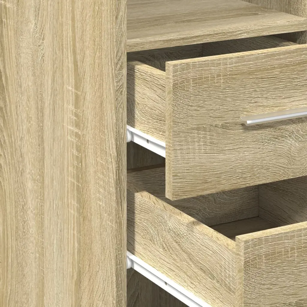 Highboard Storage Cabinet Brown Engineered Wood 50x42.5x185cm Sideboard