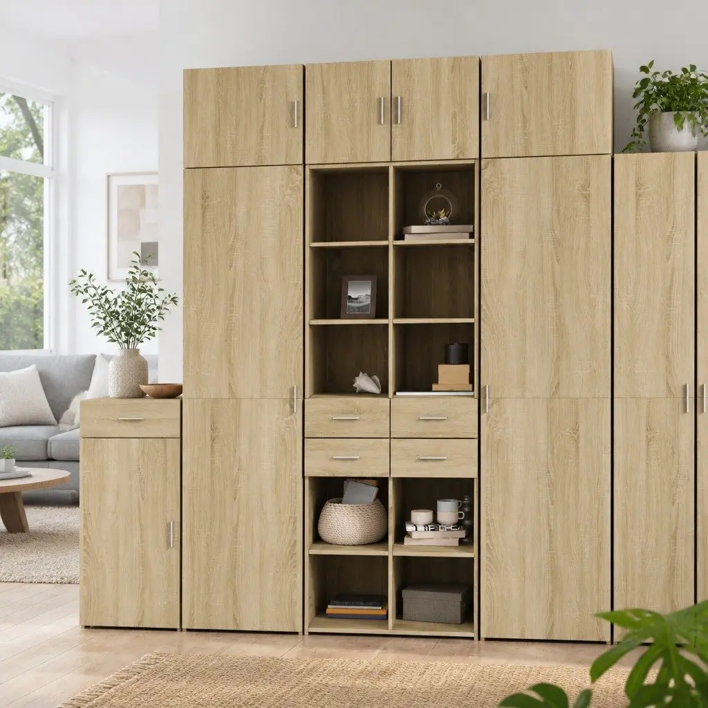 Brown Highboard Sideboard Storage Cabinet