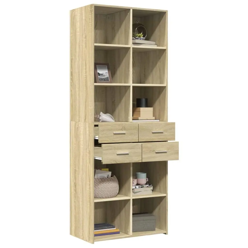 Brown Highboard Sideboard Storage Cabinet