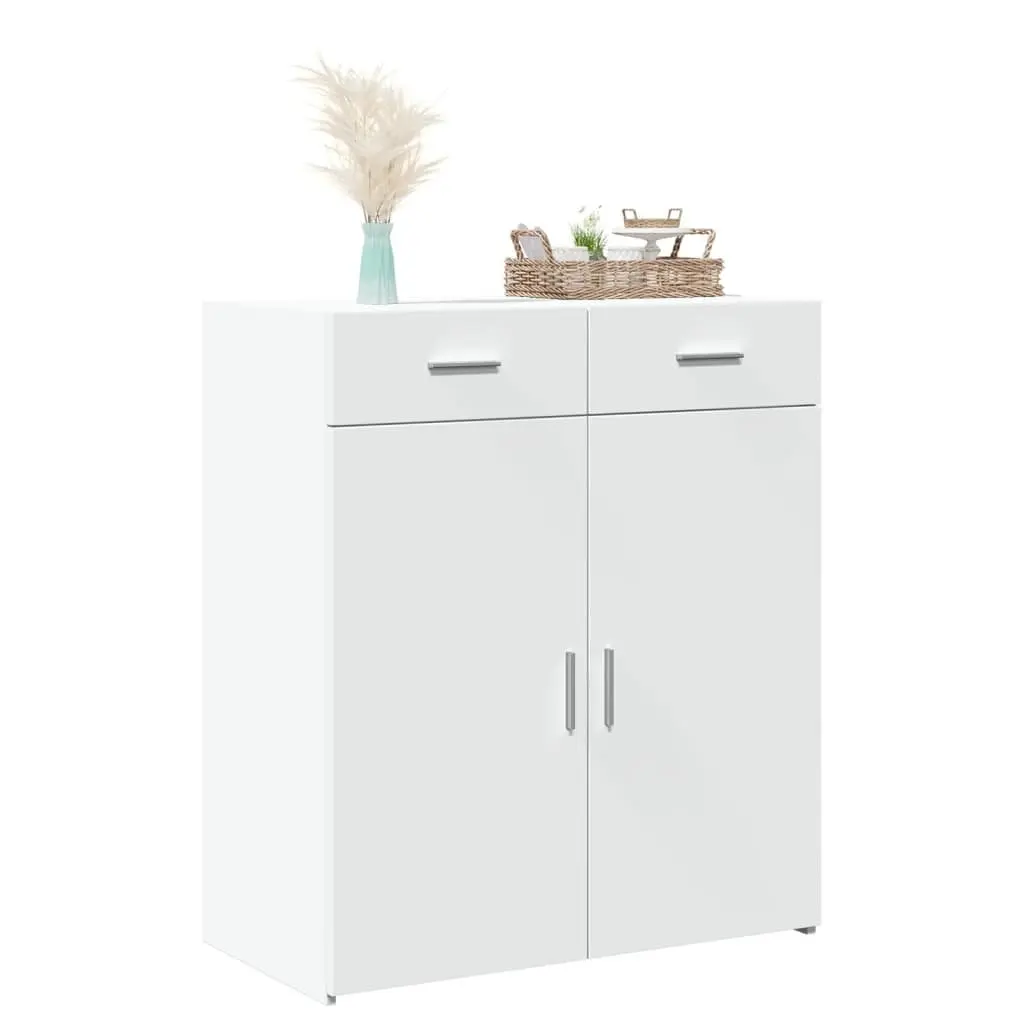 White Sideboard Cabinet 80x42.5x93cm Storage Furniture with Drawers Doors