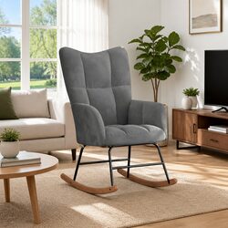 Your New Favorite Grey Velvet Rocking Chair Awaits