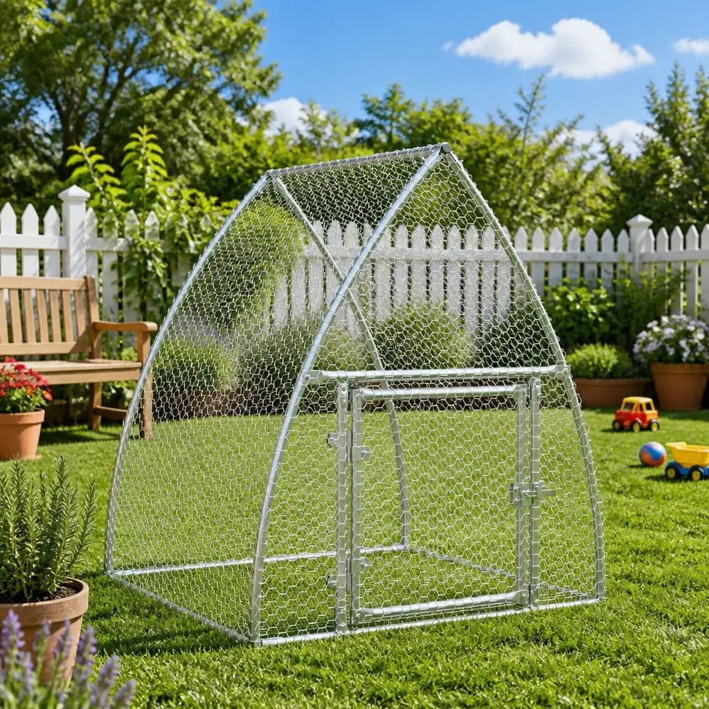 Small Animal Rabbit Hutch Walk In Enclosure Silver Galvanised Steel Cage