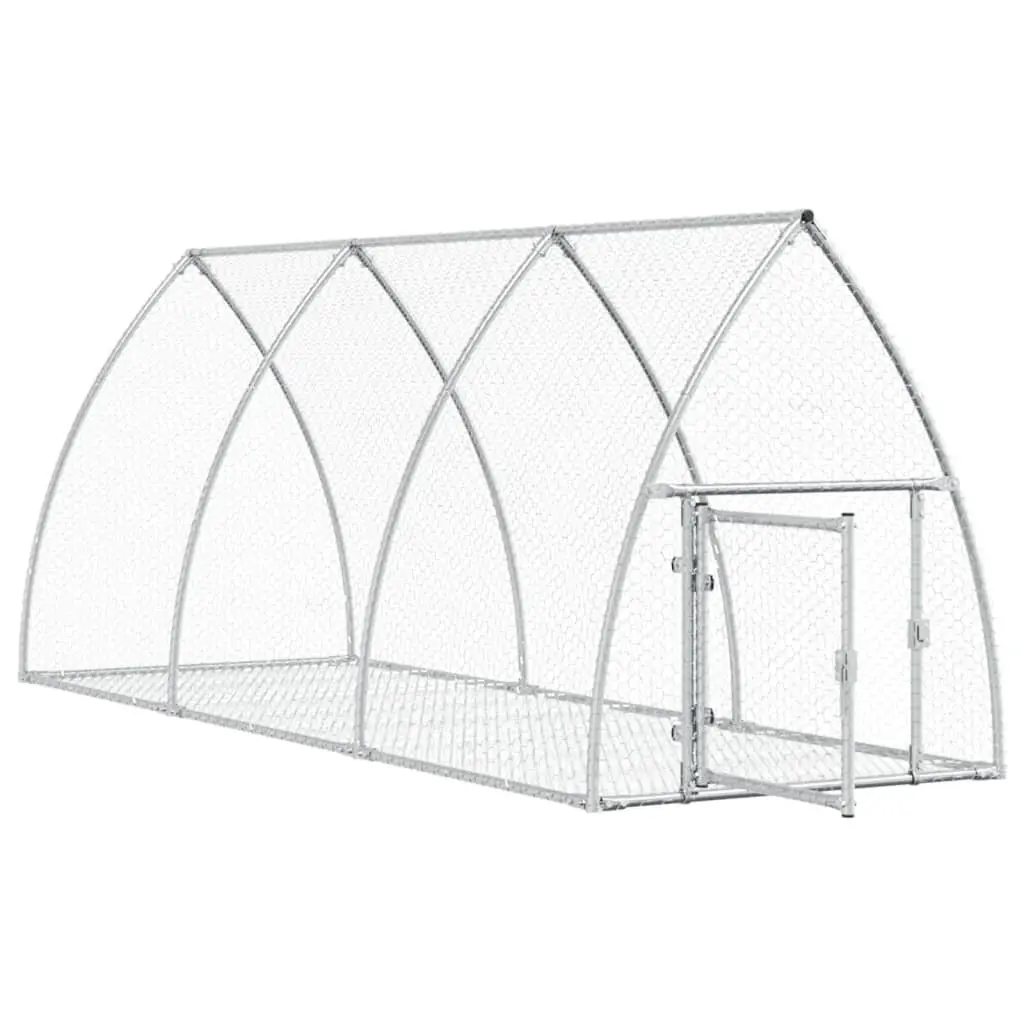 Rabbit Hutch Outdoor Enclosure Silver Galvanised Steel Walk-In Large Spacious