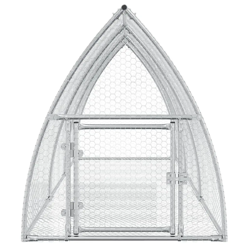 Rabbit Hutch Outdoor Enclosure Silver Galvanised Steel Walk-In Large Spacious