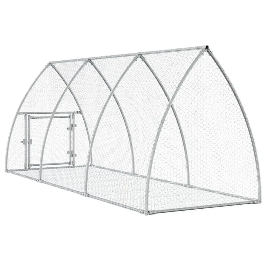 Rabbit Hutch Outdoor Enclosure Silver Galvanised Steel Walk-In Large Spacious