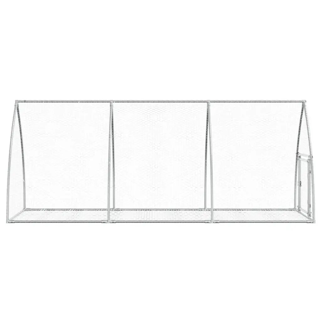 Rabbit Hutch Outdoor Enclosure Silver Galvanised Steel Walk-In Large Spacious