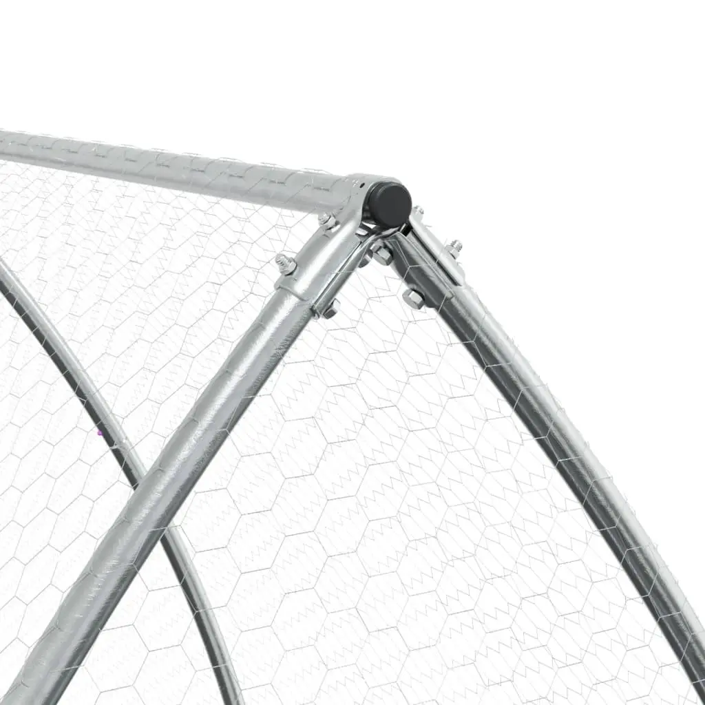 Rabbit Hutch Outdoor Enclosure Silver Galvanised Steel Walk-In Large Spacious