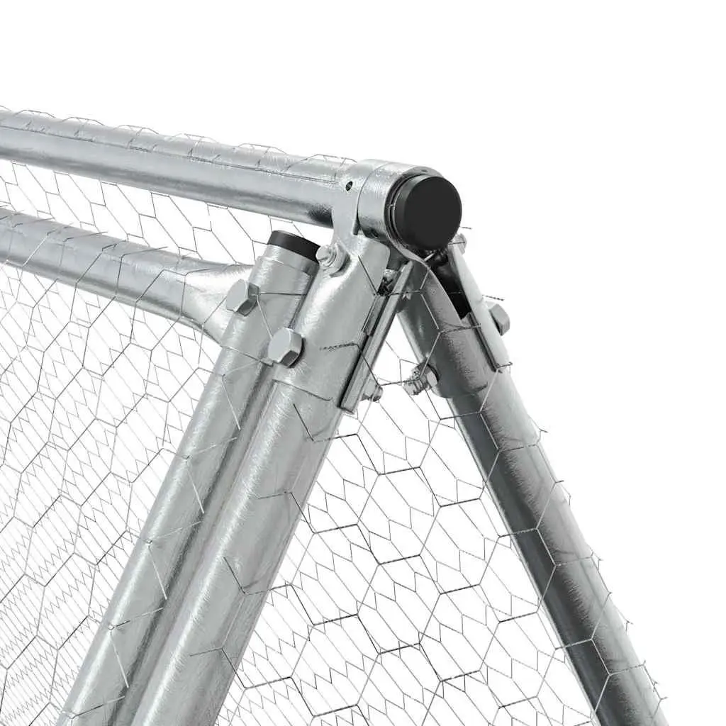 Rabbit Hutch Outdoor Enclosure Silver Small Animal Cage Ventilated Mesh Design