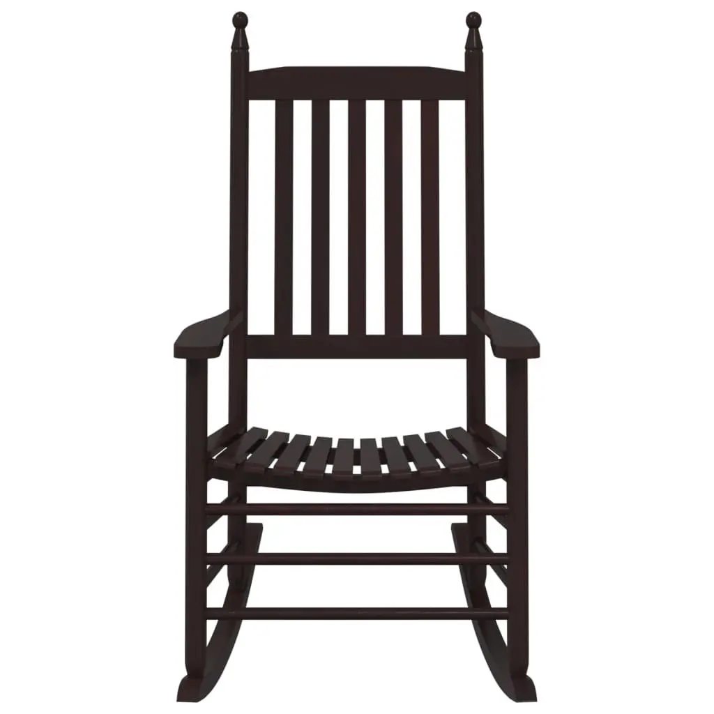 Brown Solid Wood Rocking Chairs Set of 2 Curved Seat High Back Armrest