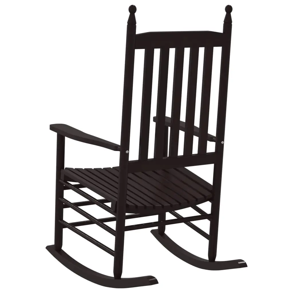 Brown Solid Wood Rocking Chairs Set of 2 Curved Seat High Back Armrest