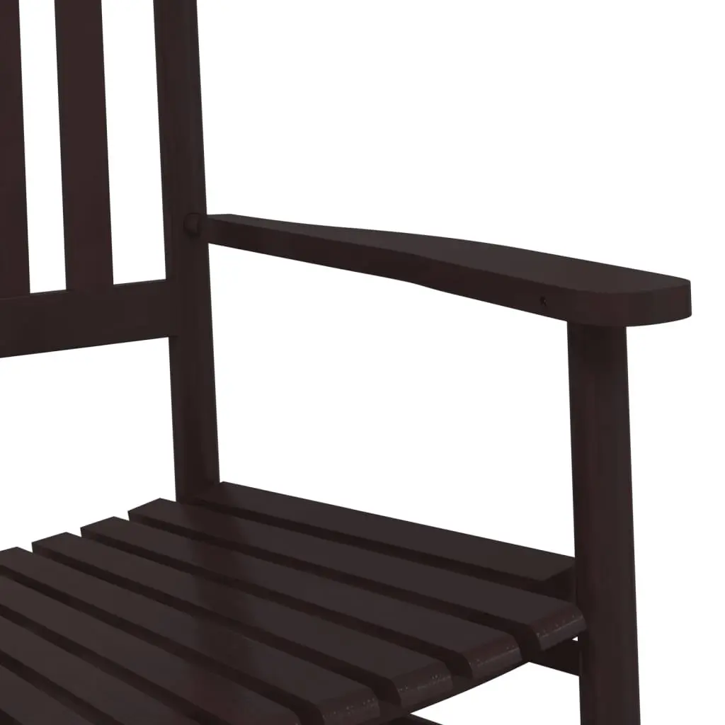 Brown Solid Wood Rocking Chairs Set of 2 Curved Seat High Back Armrest